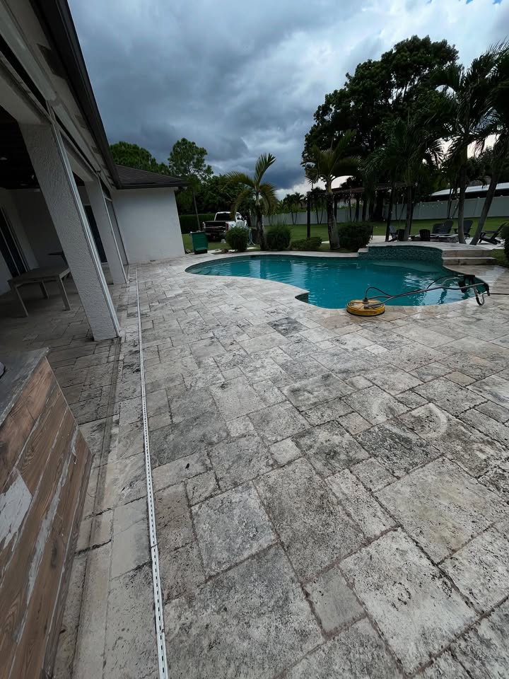 Patio before cleaning